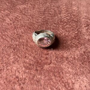 Elegant Pink Stone Silver Ring